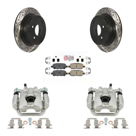 Rear Brake Caliper Drilled Slot Rotor Ceramic Pad Kit For Nissan Sentra SE-R Spec V KCD-101664N