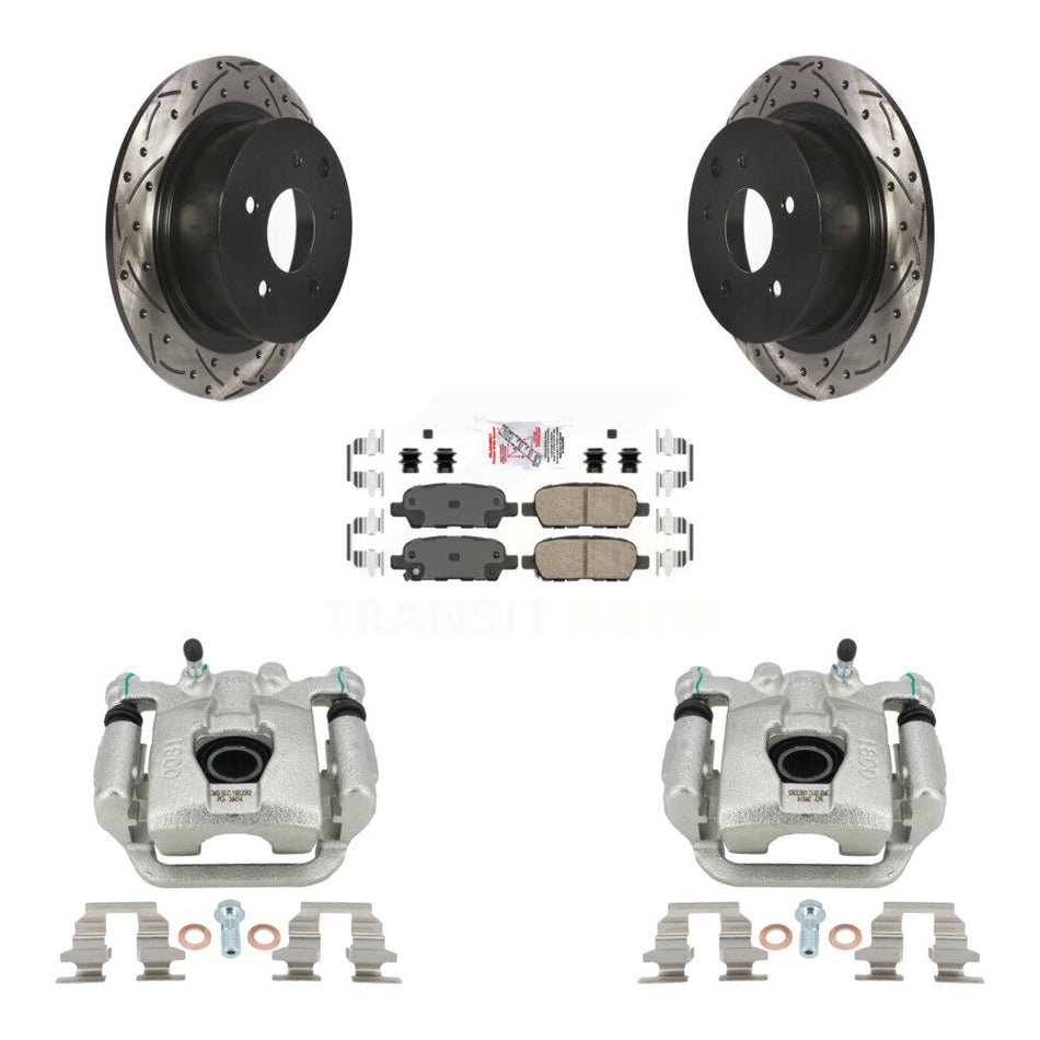 Rear Brake Caliper Drilled Slot Rotor Ceramic Pad Kit For Nissan Sentra SE-R Spec V KCD-101664N