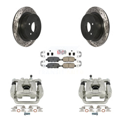 Rear Disc Brake Coated Caliper Drilled Slotted Rotors And Ceramic Pads Kit For 2007-2009 Nissan Altima KCD-101670N