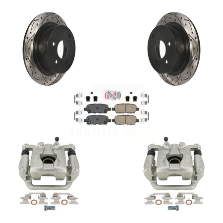 Rear Disc Brake Coated Caliper Drilled Slotted Rotors And Ceramic Pads Kit For 2007-2009 Nissan Altima KCD-101670N by Transit Auto