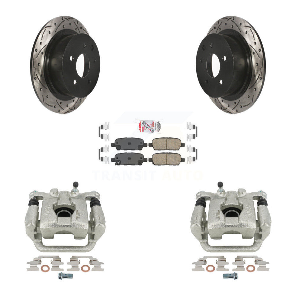 Rear Disc Brake Coated Caliper Drilled Slotted Rotors And Ceramic Pads Kit For 2007-2009 Nissan Altima KCD-101671N by Transit Auto