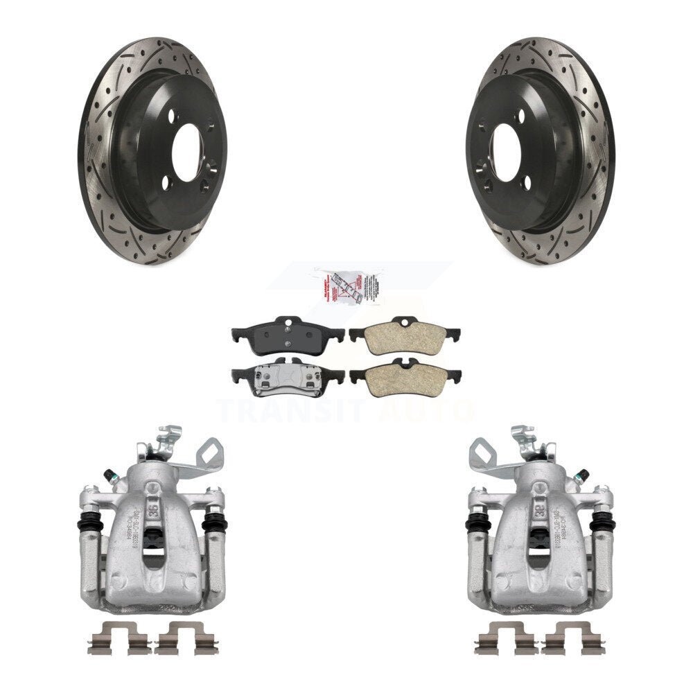 Rear Brake Caliper Drill Slotted Rotors Ceramic Pad Kit For 2007 Mini Cooper Convertible KCD-101674N