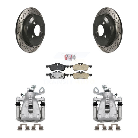 Rear Brake Caliper Drill Slotted Rotors Ceramic Pad Kit For 2007 Mini Cooper Convertible KCD-101674N