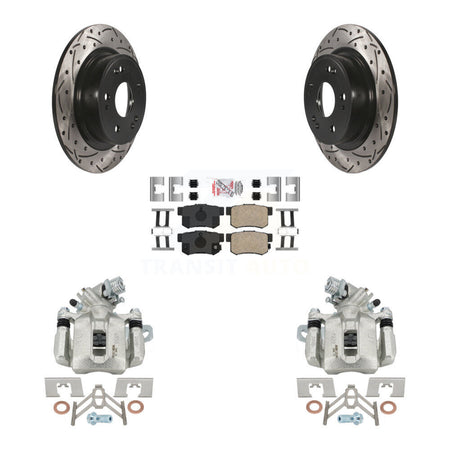 Rear Disc Brake Coated Caliper Drill Slot Rotors Ceramic Pad Kit For 2016-2018 Acura ILX KCD-101679N