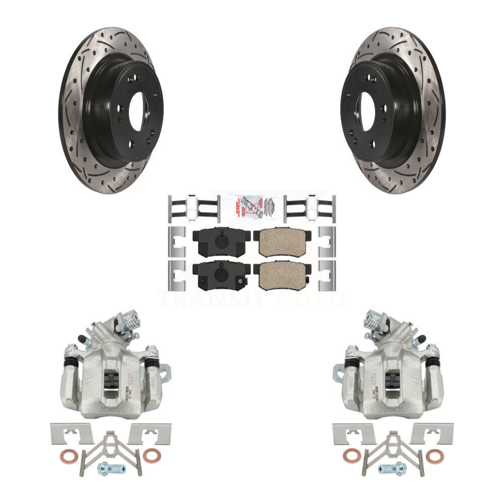 Rear Disc Brake Coated Caliper Drill Slot Rotors Ceramic Pad Kit For 2016-2018 Acura ILX KCD-101680N