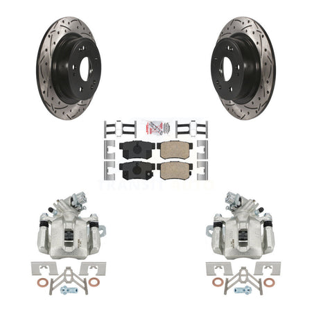 Rear Disc Brake Coated Caliper Drill Slot Rotors Ceramic Pad Kit For 2016-2018 Acura ILX KCD-101680N