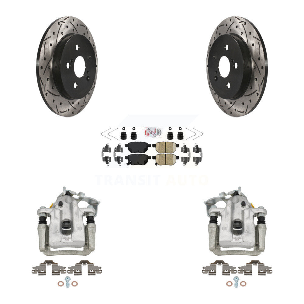 Rear Disc Brake Coated Caliper Drill Slot Rotor Ceramic Pad Kit For Toyota Prius Plug-In KCD-101685N