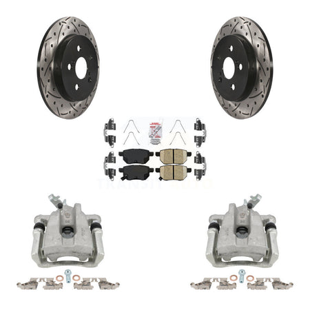 Rear Brake Caliper Drill Slotted Rotor Ceramic Pad Kit For Toyota Corolla Matrix Pontiac KCD-101686N