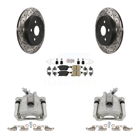 Rear Brake Caliper Drill Slotted Rotor Ceramic Pad Kit For Toyota Corolla Matrix Pontiac KCD-101687N