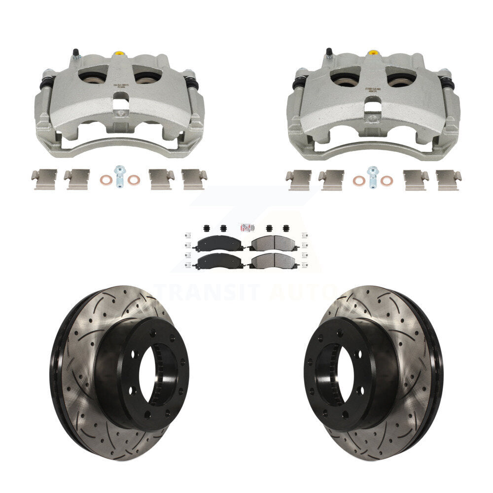 Front Brake Coat Caliper Drill Slot Rotors Semi-Metallic Pad Kit For Ram 3500 2500 Dodge KCD-101699N