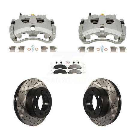 Front Brake Coat Caliper Drill Slot Rotors Semi-Metallic Pad Kit For Ram 3500 2500 Dodge KCD-101699N