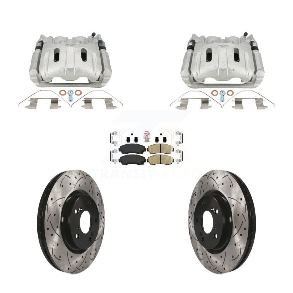 Front Brake Coated Caliper Drill Slot Rotors Ceramic Pad Kit For 2011-2014 Honda Odyssey KCD-101701N