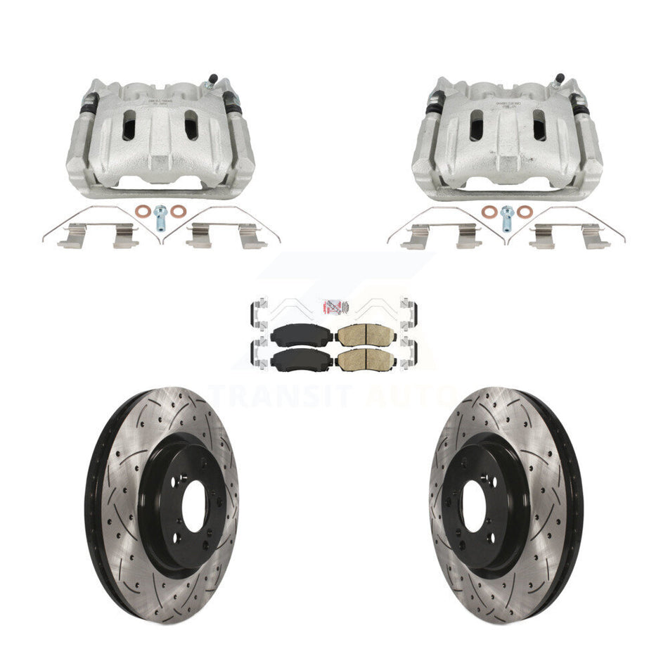 Front Brake Coated Caliper Drill Slot Rotors Ceramic Pad Kit For 2011-2014 Honda Odyssey KCD-101702N