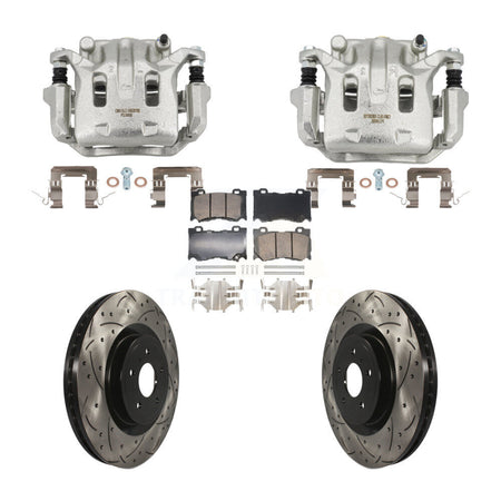 Front Brake Coat Caliper Drill Slot Rotor Ceramic Pad Kit For 2009-2013 INFINITI G37 AWD KCD-101706N