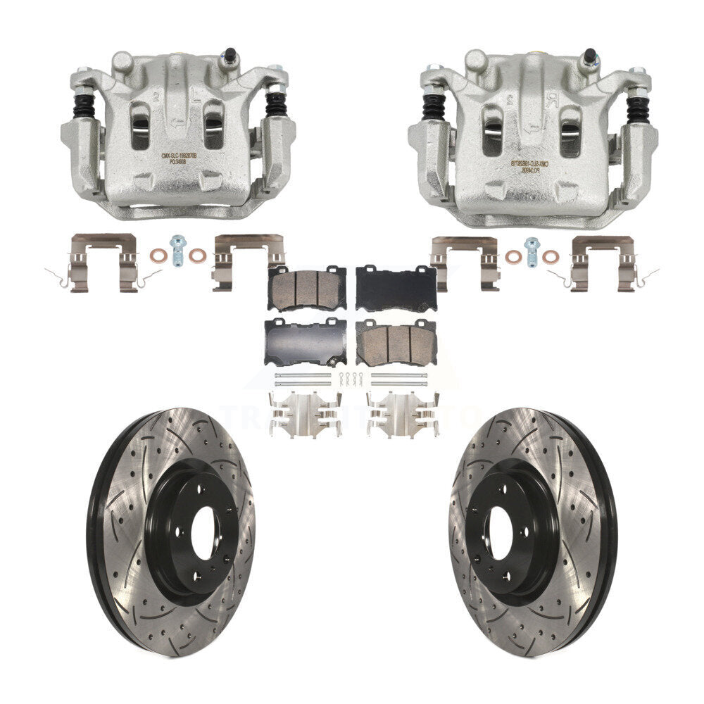 Front Brake Caliper Drill Slot Rotor Ceramic Pad Kit For INFINITI G37 With Brembo Brakes KCD-101707N