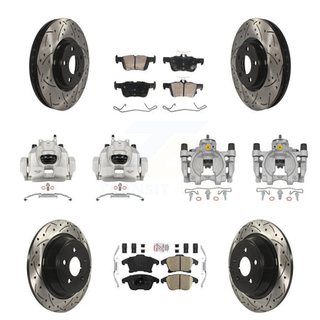 Front Rear Disc Brake Coated Caliper Drilled Slotted Rotors & Ceramic Pad Kit (10Pc) For KCD-101713N