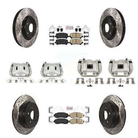Front Rear Brake Caliper Drill Slot Rotor Ceramic Pad Kit (10Pc) For 11-14 Honda Odyssey KCD-101717N