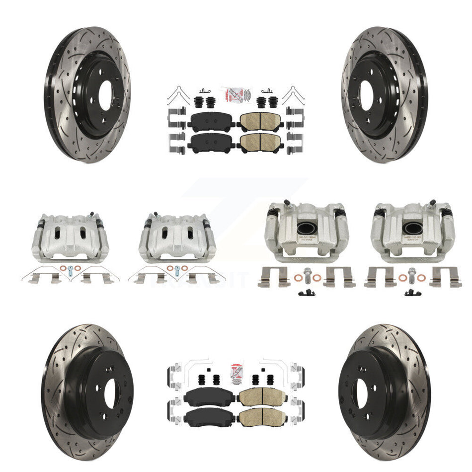 Front Rear Brake Caliper Drill Slot Rotor Ceramic Pad Kit (10Pc) For 15-17 Honda Odyssey KCD-101719N