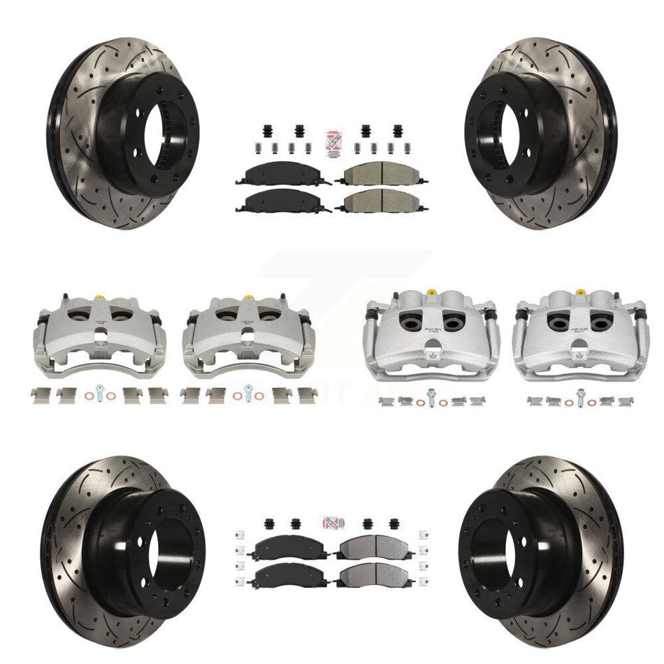 Front Rear Brake Caliper Drill Slot Rotor Semi-Metallic Pad Kit (10Pc) For Ram 3500 2500 KCD-101722N