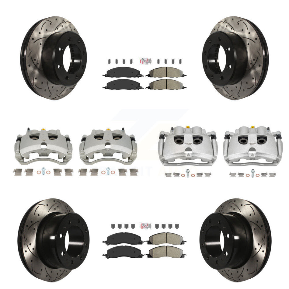 Front Rear Brake Caliper Drill Slot Rotor Semi-Metallic Pad Kit (10Pc) For Ram 3500 2500 KCD-101725N