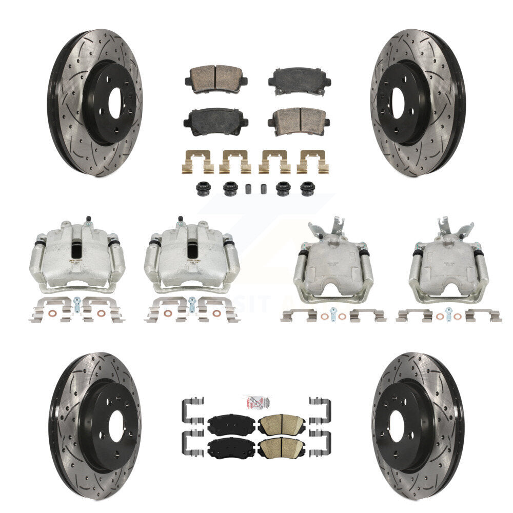 Front Rear Brake Caliper Drill Slotted Rotor Ceramic Pad Kit (10Pc) For Chevrolet Malibu KCD-101749N