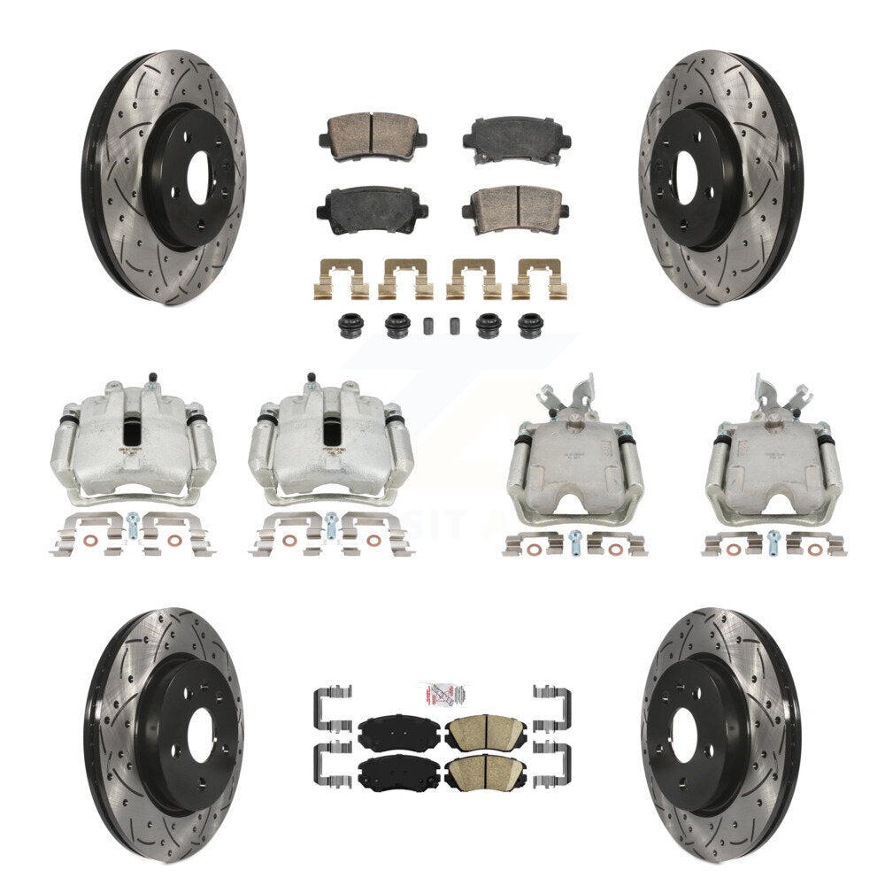 Front Rear Brake Caliper Drill Slotted Rotor Ceramic Pad Kit (10Pc) For Chevrolet Malibu KCD-101757N
