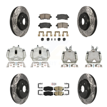Front Rear Brake Caliper Drill Slotted Rotor Ceramic Pad Kit (10Pc) For Chevrolet Malibu KCD-101757N