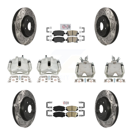 Front Rear Brake Caliper Drill Slotted Rotor Ceramic Pad Kit (10Pc) For Chevrolet Malibu KCD-101758N