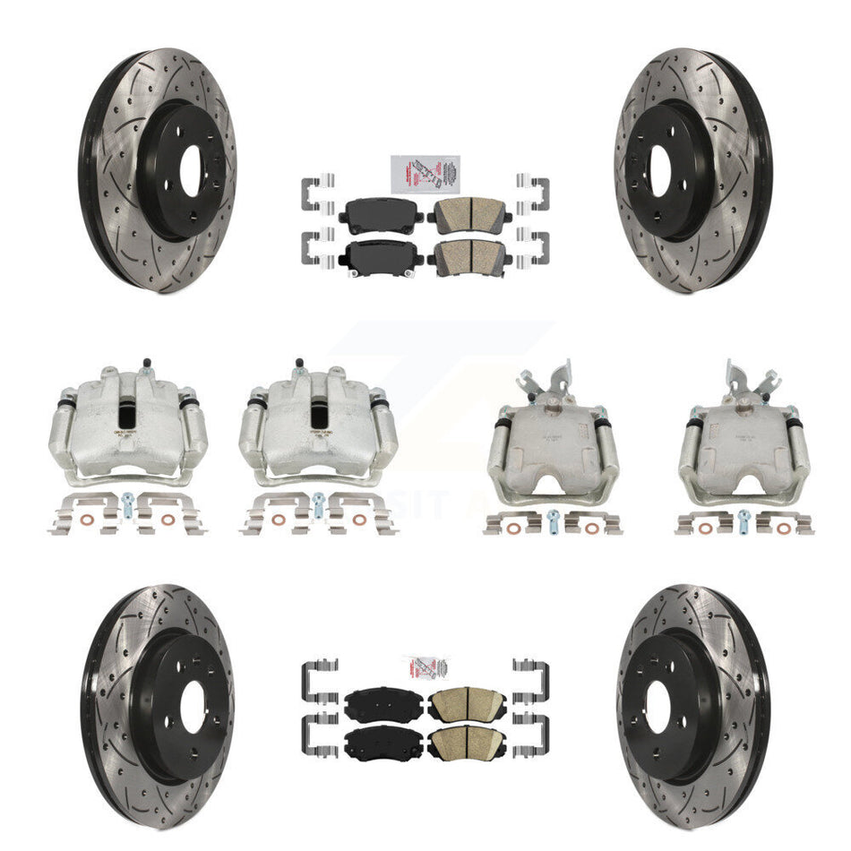 Front Rear Brake Caliper Drill Slotted Rotor Ceramic Pad Kit (10Pc) For Chevrolet Malibu KCD-101758N