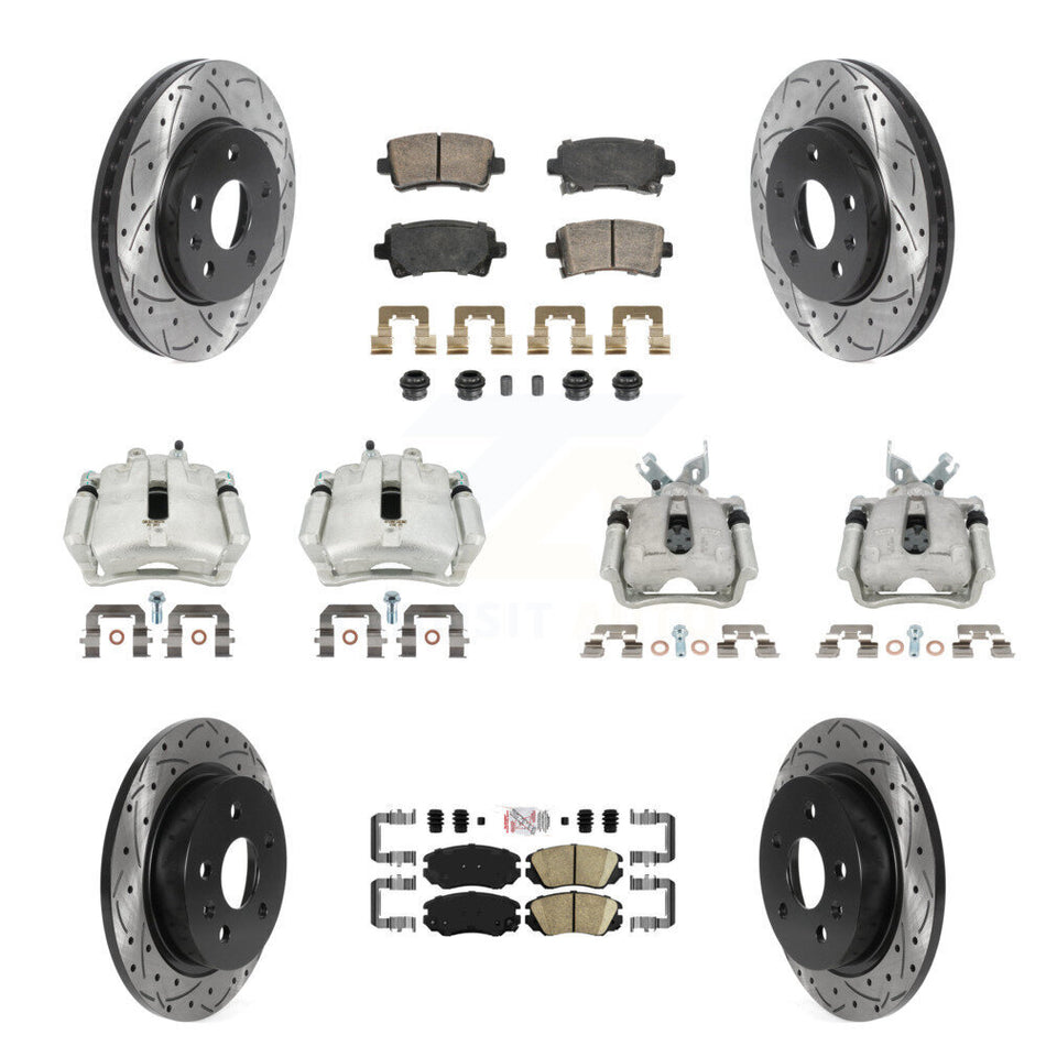 Front Rear Brake Caliper Drill Slotted Rotor Ceramic Pad Kit (10Pc) For Chevrolet Malibu KCD-101759N