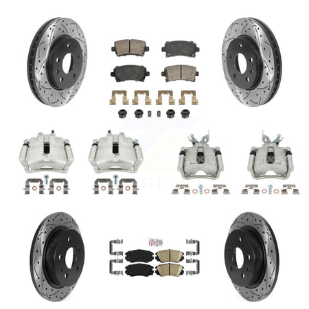 Front Rear Brake Caliper Drill Slotted Rotor Ceramic Pad Kit (10Pc) For Chevrolet Malibu KCD-101761N