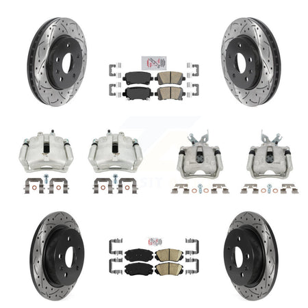 Front Rear Brake Caliper Drill Slotted Rotor Ceramic Pad Kit (10Pc) For Chevrolet Malibu KCD-101762N
