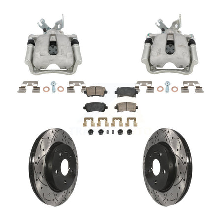 Rear Brake Coated Caliper Drill Slot Rotor Ceramic Pad Kit For Buick Regal LaCrosse 2.4L KCD-101764N