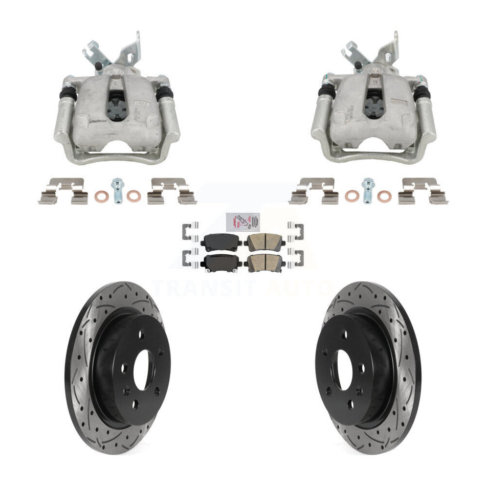 Rear Brake Caliper Drilled Slot Rotor Ceramic Pad Kit For Buick Regal LaCrosse Chevrolet KCD-101765N