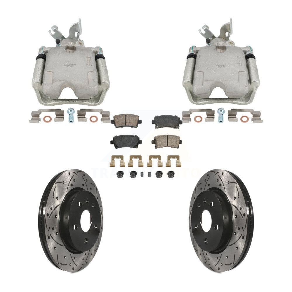 Rear Brake Caliper Drill Slotted Rotors Ceramic Pad Kit For Buick Regal Chevrolet Malibu KCD-101768N