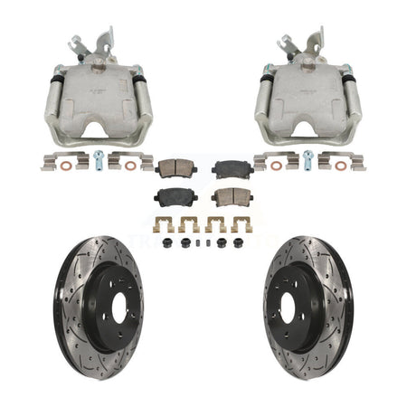 Rear Brake Caliper Drill Slotted Rotors Ceramic Pad Kit For Buick Regal Chevrolet Malibu KCD-101768N
