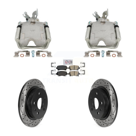 Rear Brake Caliper Drill Slotted Rotors Ceramic Pad Kit For Buick Regal With Solid Rotor KCD-101769N