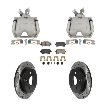Rear Brake Caliper Drill Slotted Rotors Ceramic Pad Kit For Buick Regal With Solid Rotor KCD-101770N