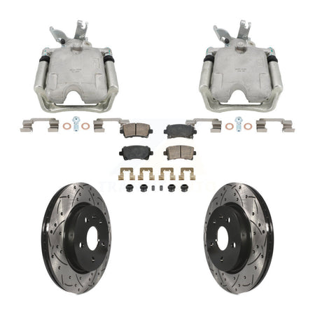 Rear Disc Brake Coated Caliper Drill Slotted Rotors Ceramic Pad Kit For Chevrolet Malibu KCD-101772N