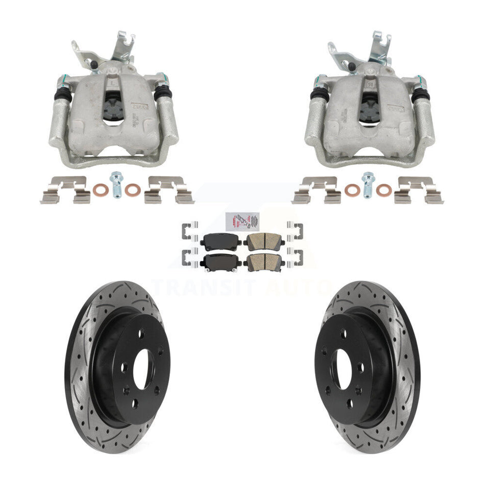 Rear Disc Brake Coated Caliper Drill Slotted Rotors Ceramic Pad Kit For Chevrolet Malibu KCD-101773N