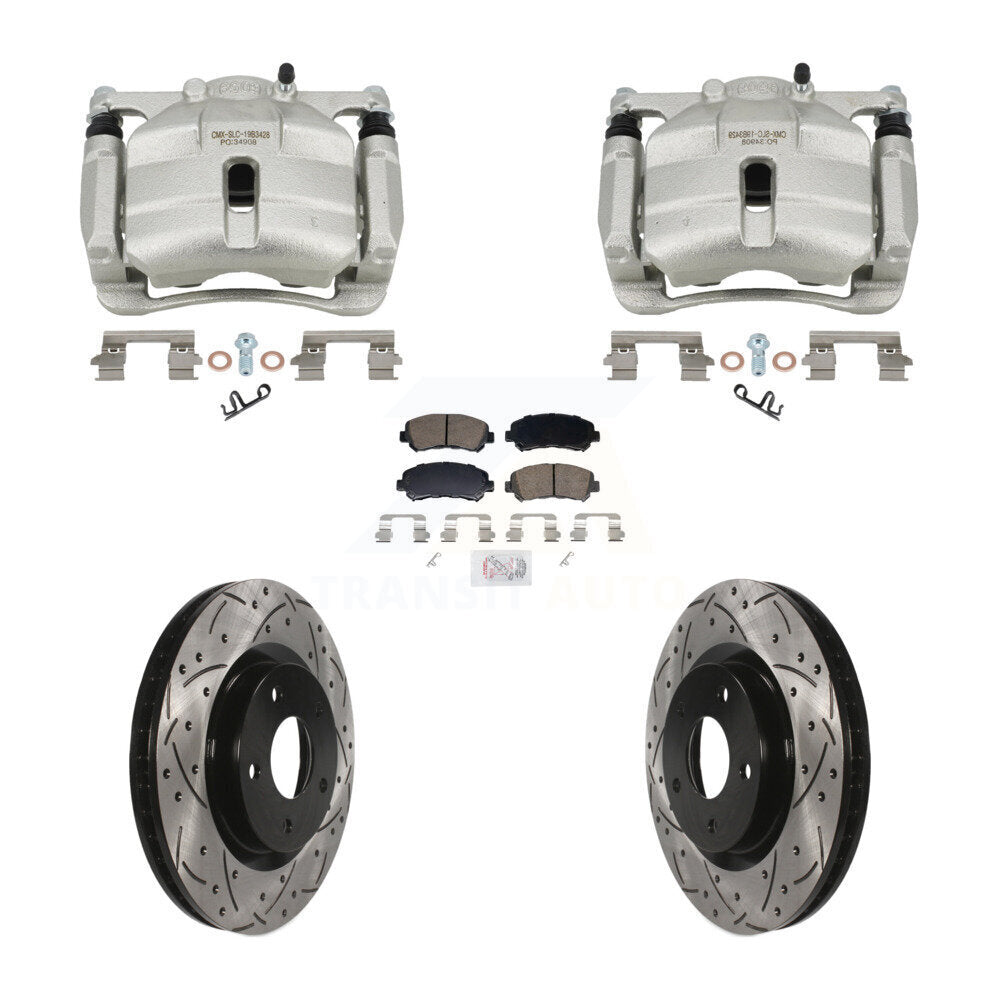 Front Disc Brake Coated Caliper Drill Slot Rotor Ceramic Pad Kit For Nissan Rogue Select KCD-101775N