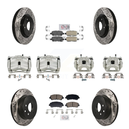 Front Rear Brake Caliper Drill Slot Rotor Ceramic Pad Kit (10Pc) For Nissan Rogue Select KCD-101779N