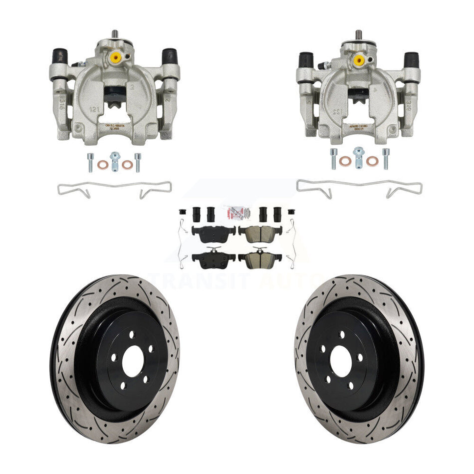 Rear Brake Caliper Drill Slot Rotor Semi-Metallic Pad Kit For 19-22 Lincoln Nautilus FWD KCD-101802N