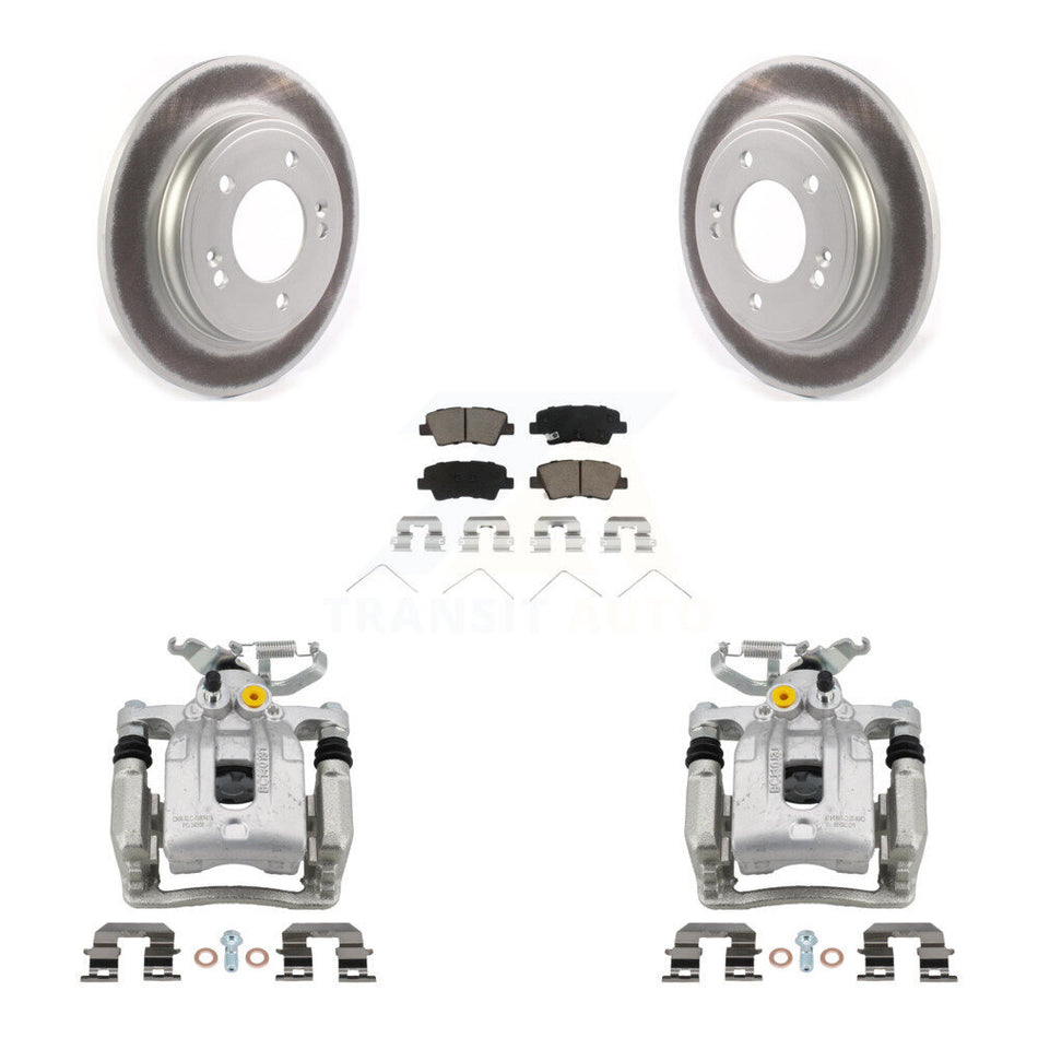 Rear Disc Brake Caliper Coat Rotors & Ceramic Pad Kit For Hyundai Elantra Kia Niro Ioniq KCG-100001C
