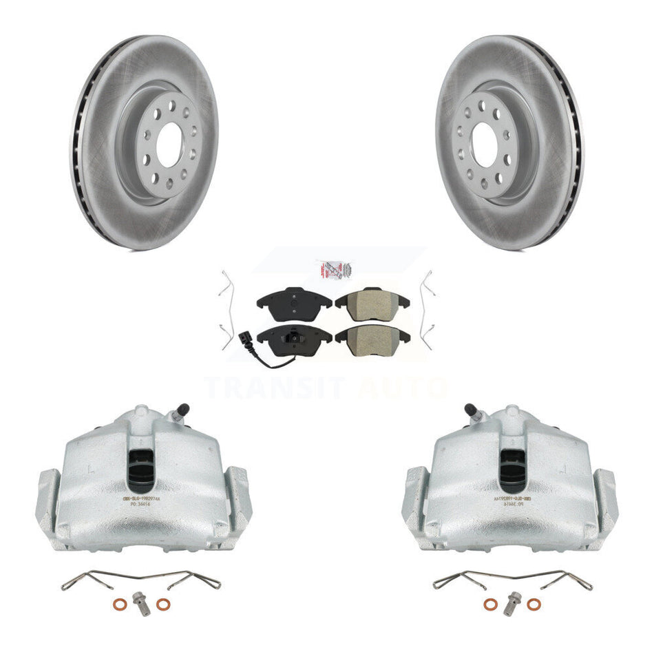 Front Disc Brake Caliper Coated Rotors And Semi-Metallic Pads Kit For Volkswagen Jetta Beetle CC Passat GTI Eos Audi A3 TT Quattro KCG-100001N