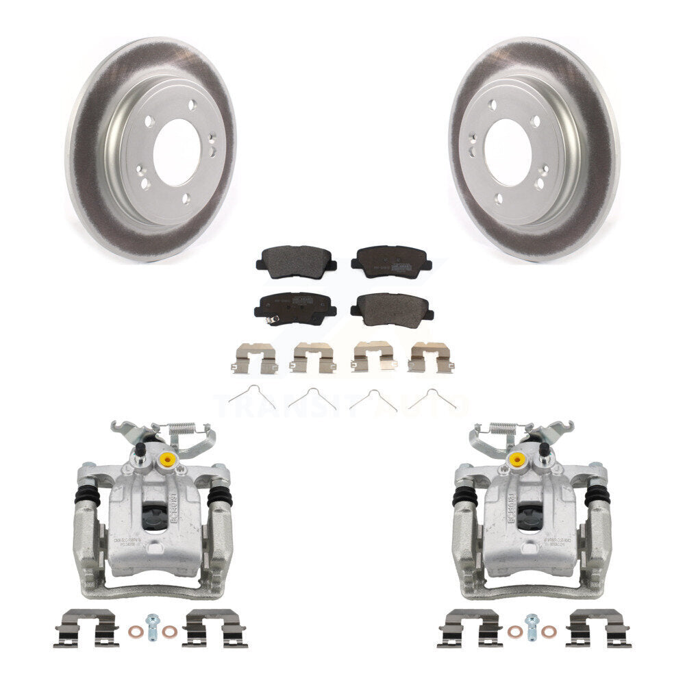 Rear Brake Caliper Coat Rotor & Semi-Metallic Pad Kit For Hyundai Elantra Kia Niro Ioniq KCG-100001P