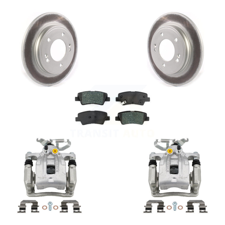 Rear Brake Caliper Coat Rotor & Semi-Metallic Pad Kit For Hyundai Elantra Kia Niro Ioniq KCG-100001S