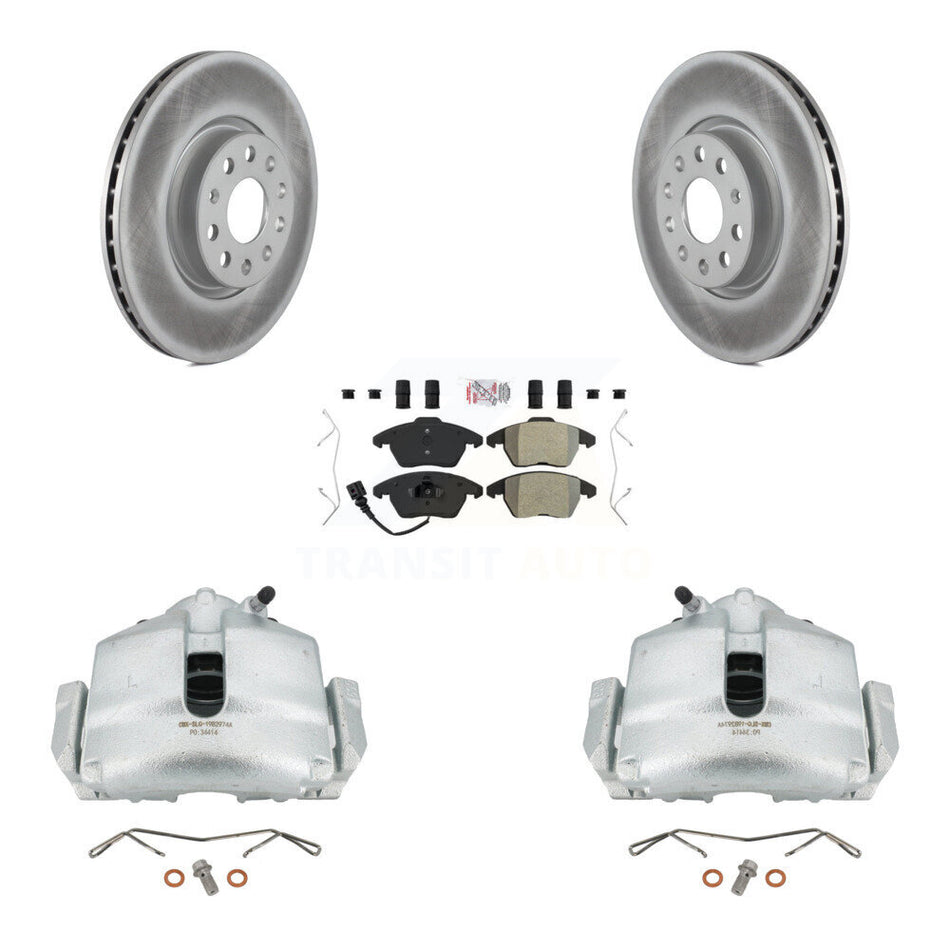 Front Disc Brake Caliper Coated Rotors And Semi-Metallic Pads Kit For Volkswagen Jetta Beetle CC Passat GTI Eos Audi A3 TT Quattro KCG-100002N