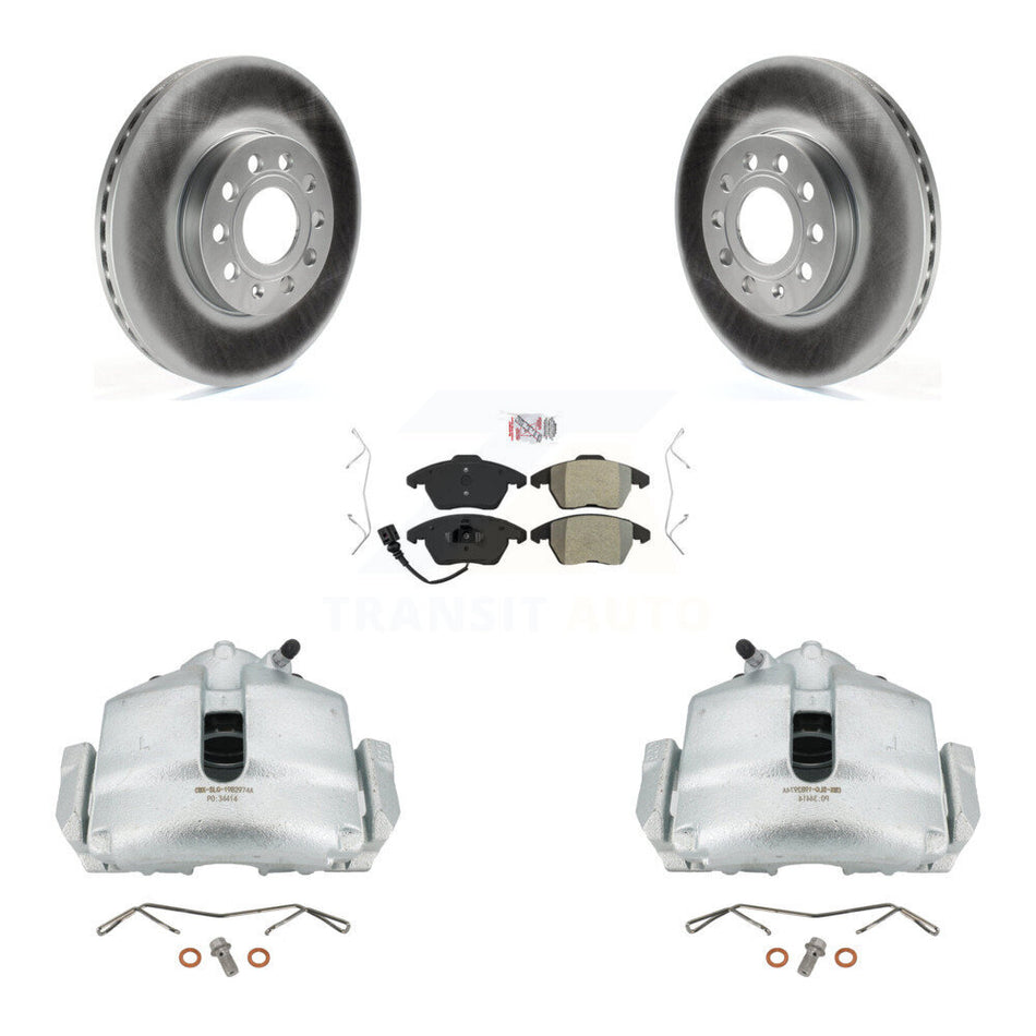 Front Disc Brake Caliper Coated Rotors And Semi-Metallic Pads Kit For Volkswagen Jetta Beetle Eos Audi A3 GTI Golf Quattro KCG-100003N