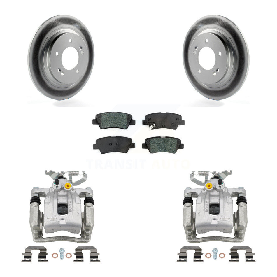 Rear Disc Brake Caliper Coat Rotors And Semi-Metallic Pad Kit For Hyundai Ioniq Kia Niro KCG-100003S